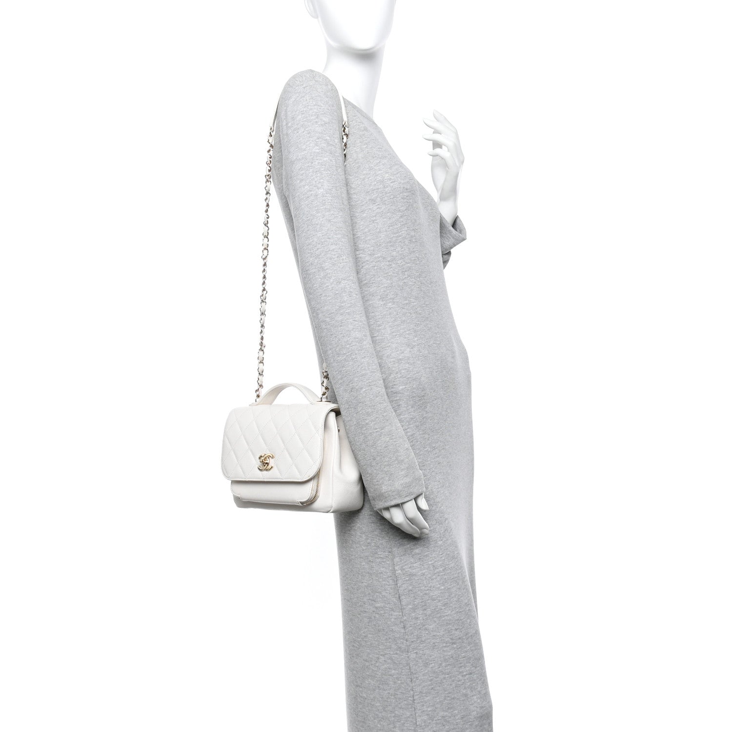 Chanel Caviar Quilted Medium Business Affinity Flap White 2 of 15