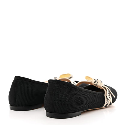 Christian Dior Fabric Ribbon Embroidered J'Adior Ballet Flats 39.5 Black 4 of 9