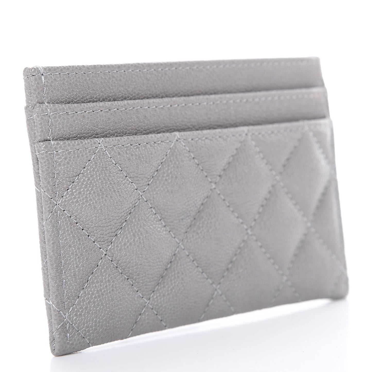 Caviar Quilted Boy Card Holder Grey