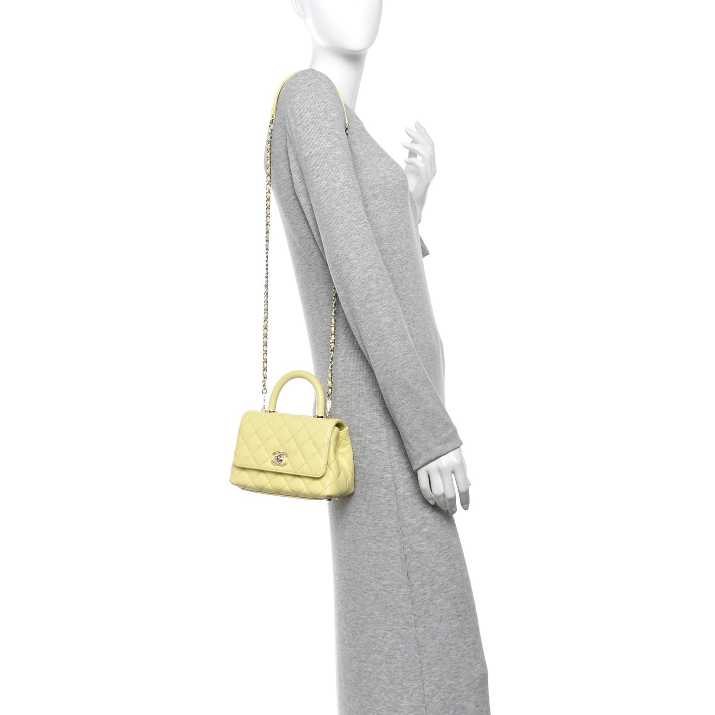 Caviar Quilted Extra Mini Coco Handle Flap Light Yellow