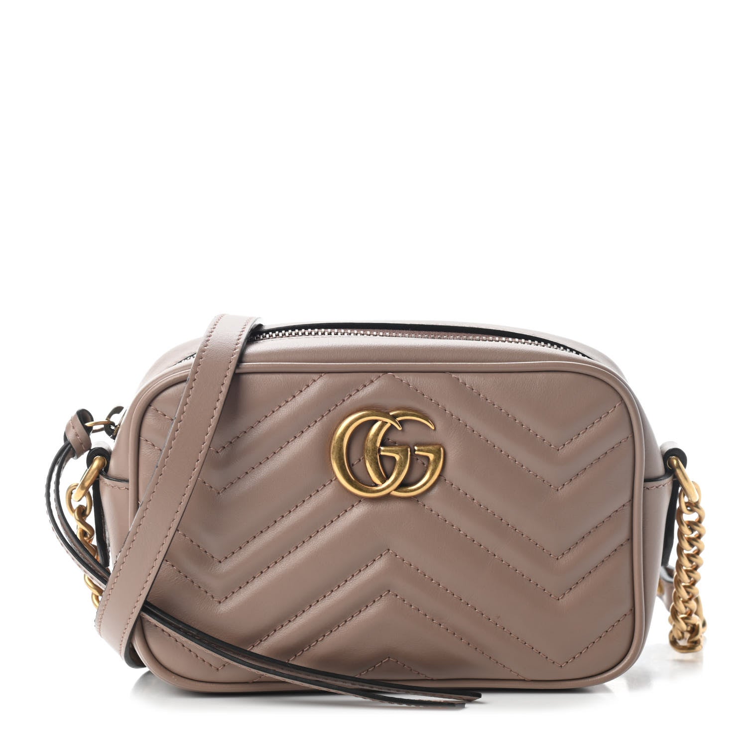 Gucci Calfskin Matelasse Mini GG Marmont Chain Shoulder Bag Porcelain Rose 1 of 9