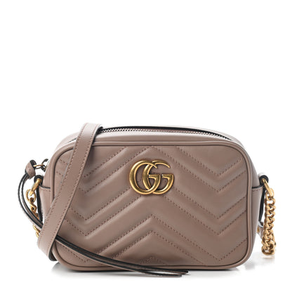 Gucci Calfskin Matelasse Mini GG Marmont Chain Shoulder Bag Porcelain Rose 1 of 9