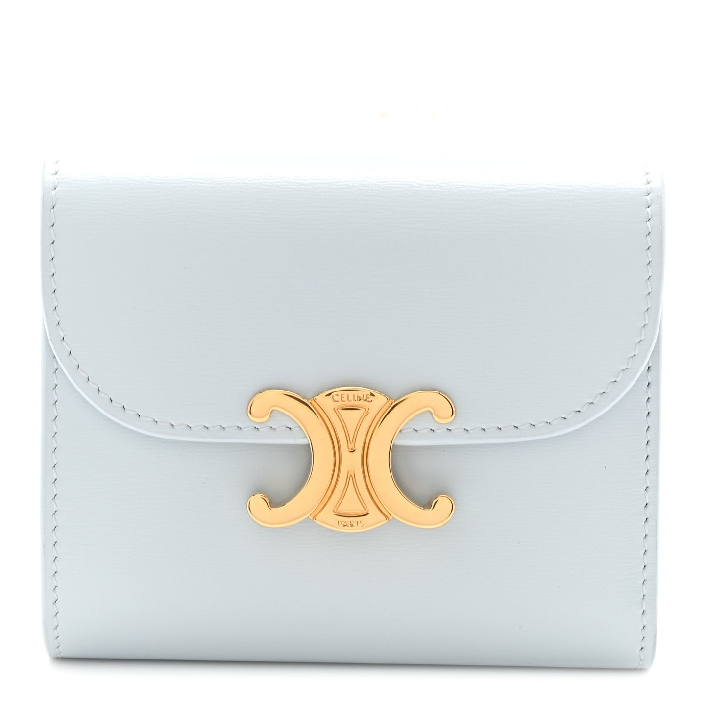Shiny Calfskin Small Triomphe Wallet Soft Blue