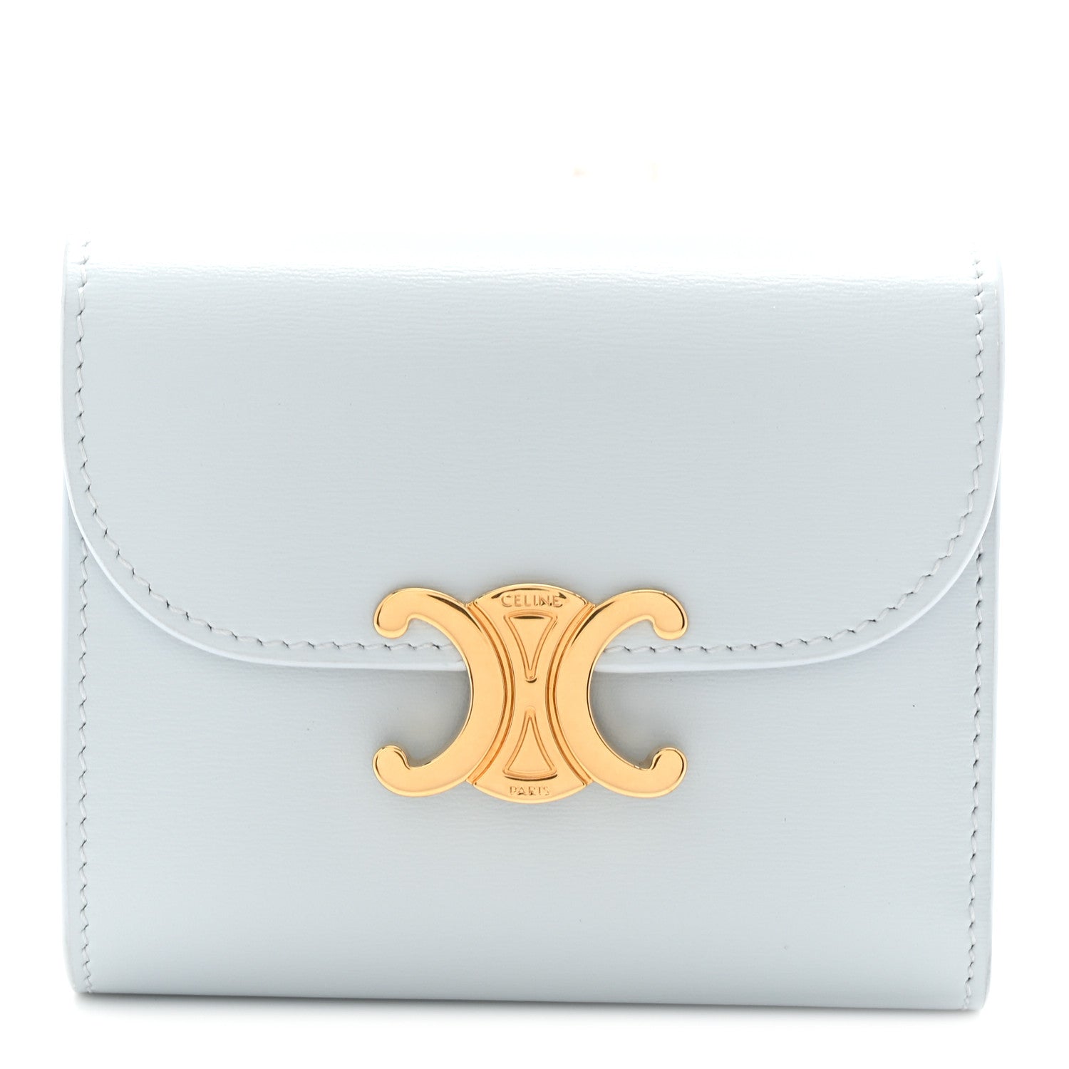 Celine Shiny Calfskin Small Triomphe Wallet Soft Blue 1 of 8