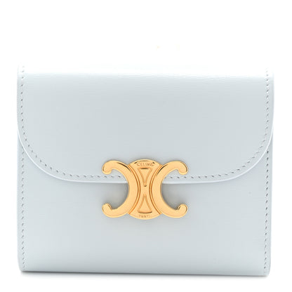 Celine Shiny Calfskin Small Triomphe Wallet Soft Blue 1 of 8
