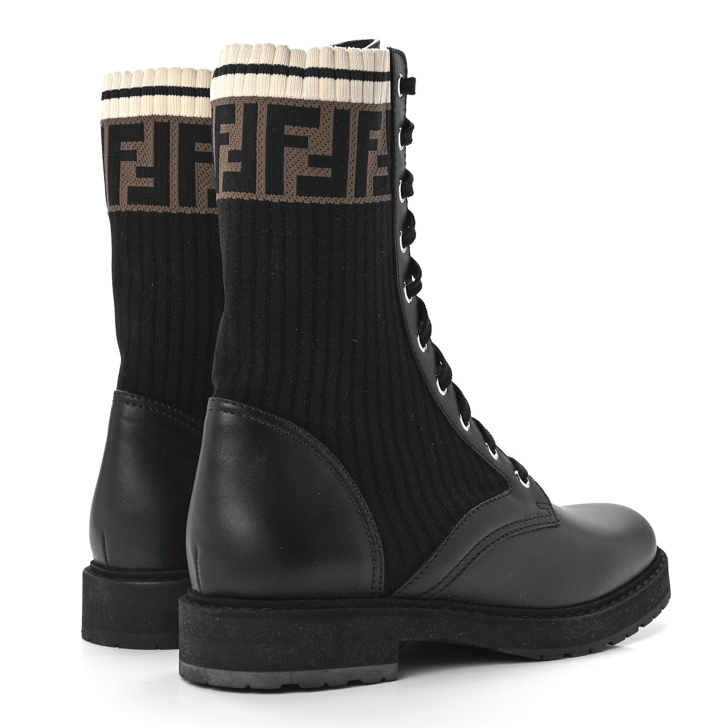 Calfskin Stretch Fabric Rockoko Biker Boots 39 Tobacco Black Marino