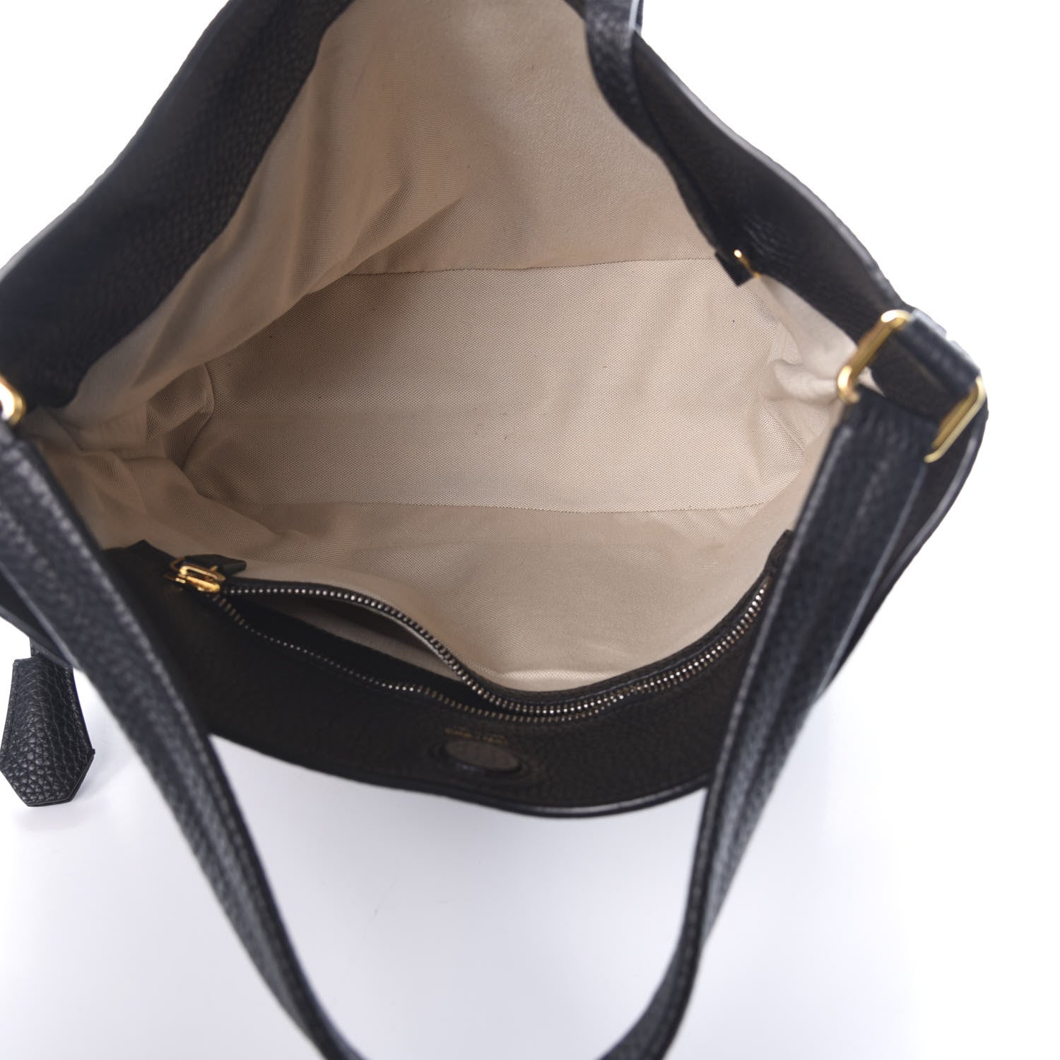 Tom Ford Pebbled Calfskin Small Alix Padlock Zip Hobo Bag Black 5 of 9