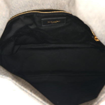 Saint Laurent Denim Quilted Medium Loulou Puffer Monogram Chain Satchel Azur 5 of 9