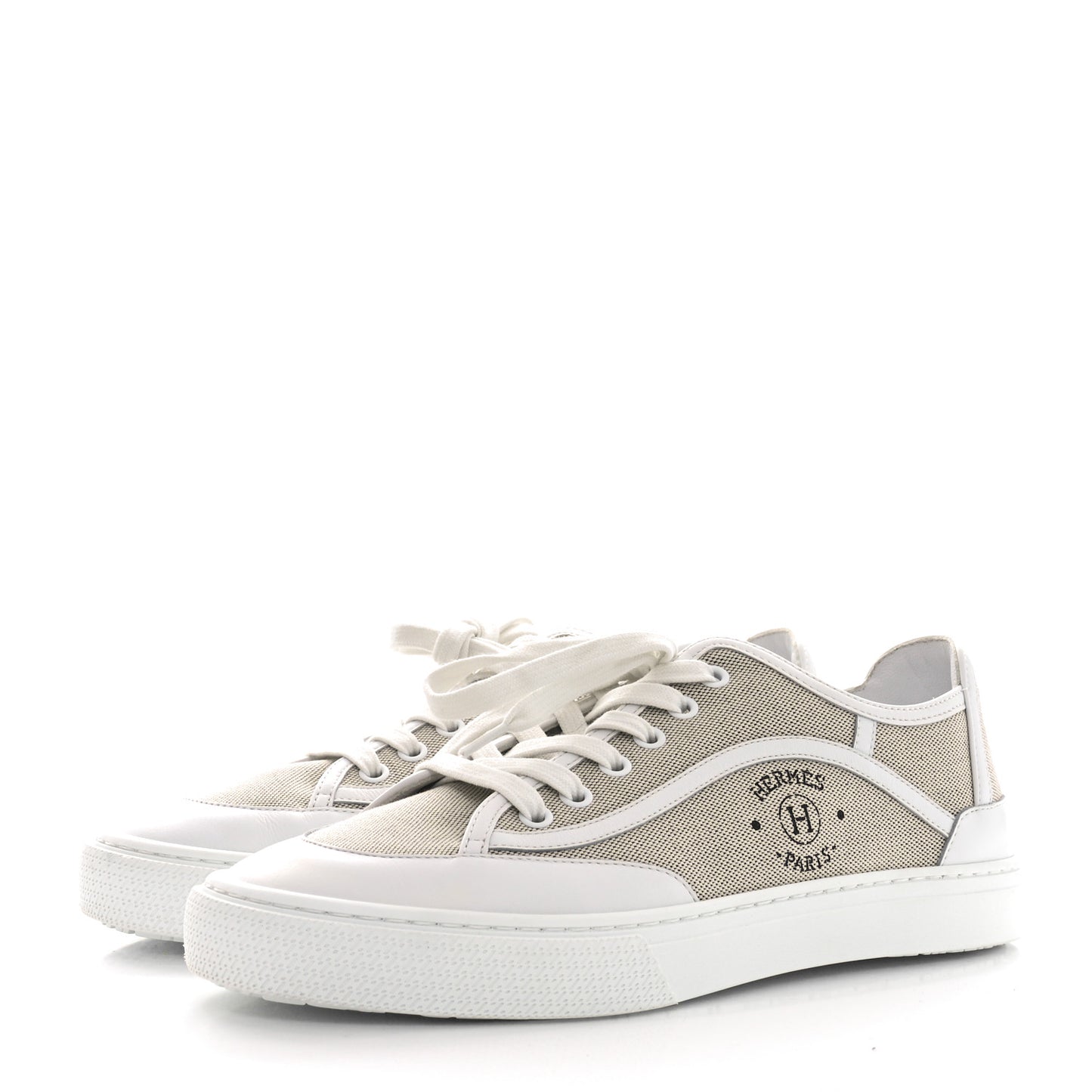 Canvas Calfskin Get Sneakers 39.5 Prunoir Blanc