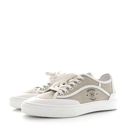 Hermes Canvas Calfskin Get Sneakers 39.5 Prunoir Blanc 3 of 7