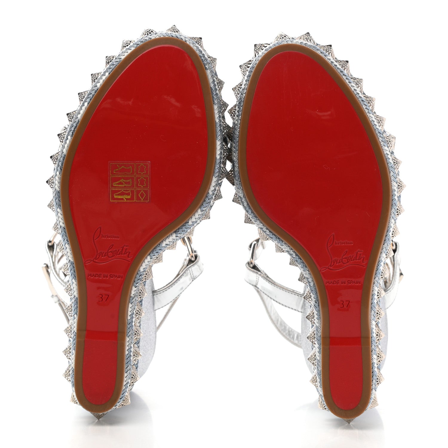 Christian Louboutin Nappa Pyraclou 110 Wedge Sandals 37 Silver 5 of 7