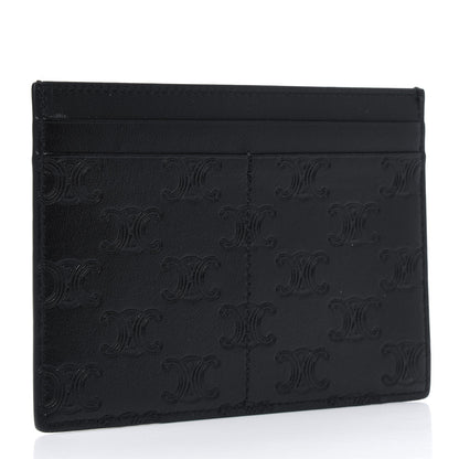 Celine Smooth Calfskin Triomphe Embossed Card Holder Black 2 of 3