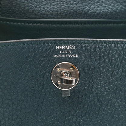 Hermes Taurillon Clemence Mini Lindy 20 Vert Cypress 6 of 11