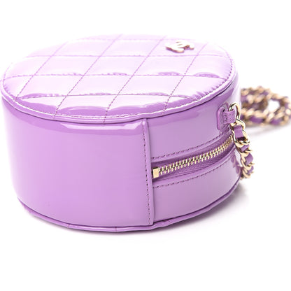 Chanel Patent Quilted Round Clutch With Chain Purple 9 of 12