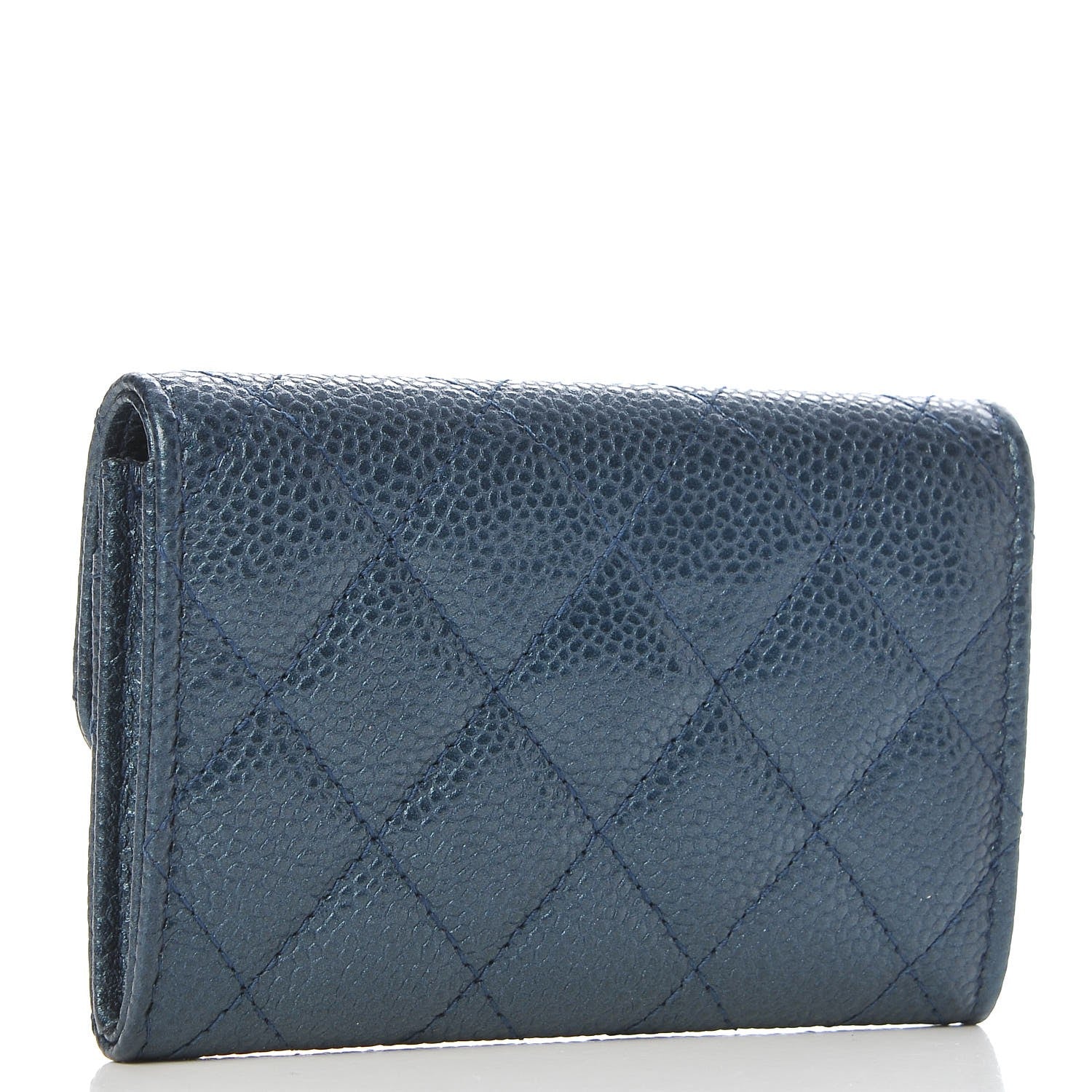 Chanel Iridescent Caviar Quilted Flap Card Holder Dark Blue 3 of 8