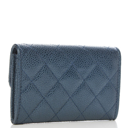 Chanel Iridescent Caviar Quilted Flap Card Holder Dark Blue 3 of 8