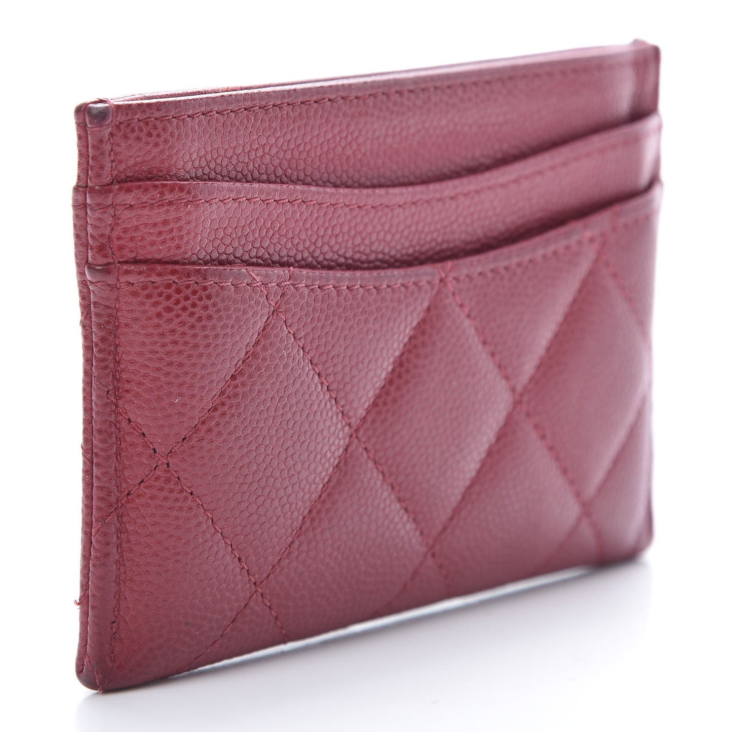 Caviar Quilted Card Holder Dark Pink