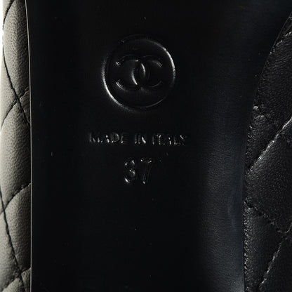 Chanel Lambskin Quilted Cap Toe Ballerina Flats 37 Black 6 of 7