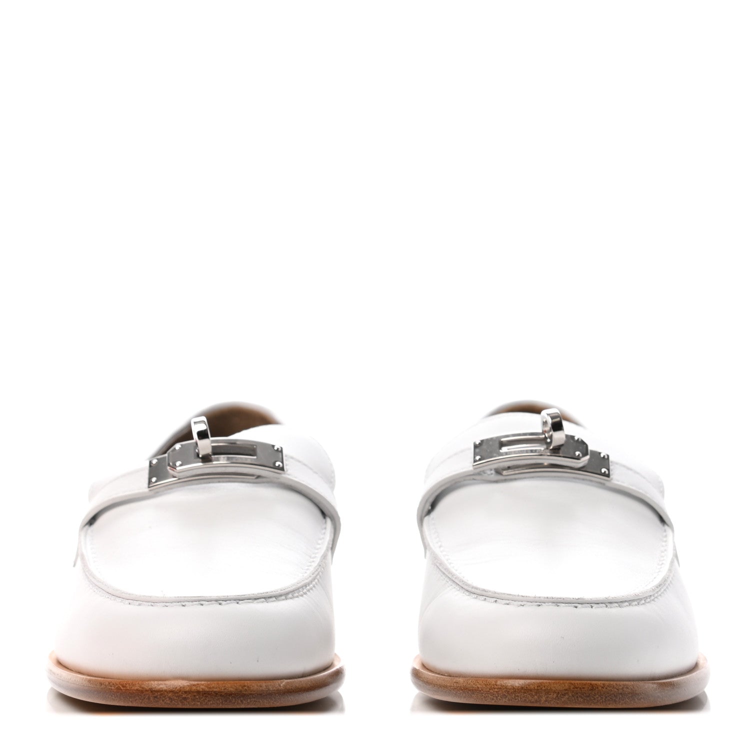 Hermes Calfskin Womens Destin Loafer 37 White 2 of 8
