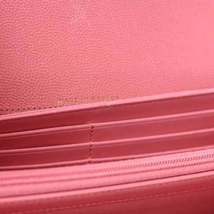 Chanel Caviar Quilted Large Gusset Flap Wallet Pink 10 of 10