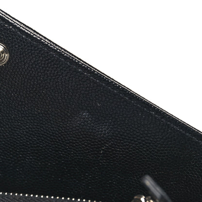 Saint Laurent Grain De Poudre Matelasse Chevron Monogram Envelope Chain Wallet Black 9 of 9