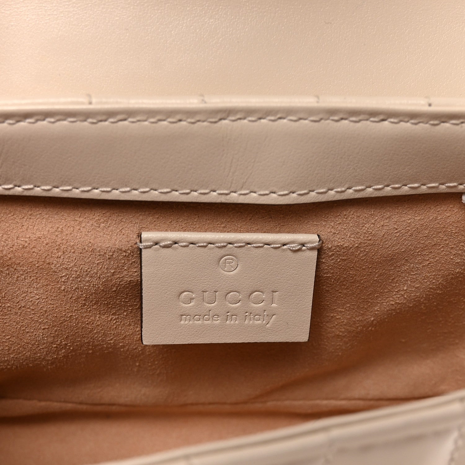 Gucci Calfskin Matelasse Aria Super Mini GG Marmont Shoulder Bag Mystic White 6 of 10