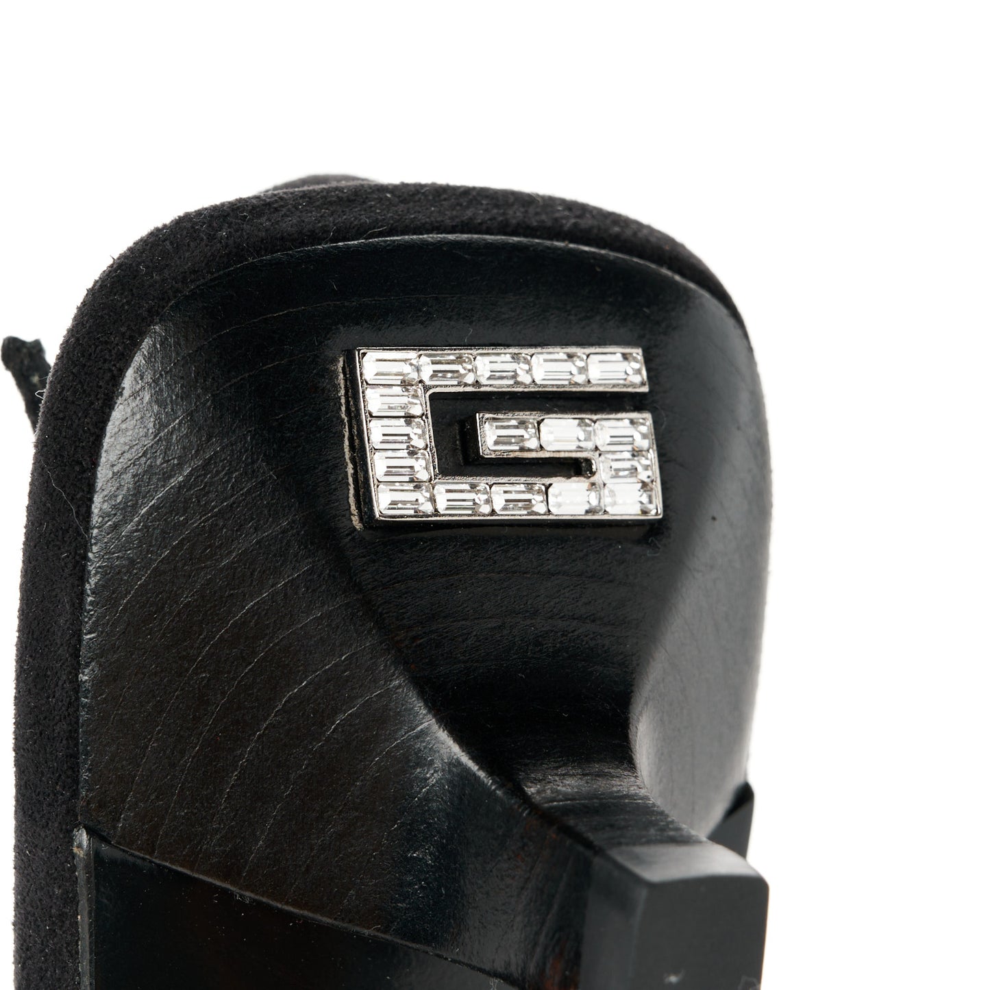 Tela Retino Kid Scamosciato Crystal GG Monogram Square G 35mm Slingback Pumps 38.5 Black