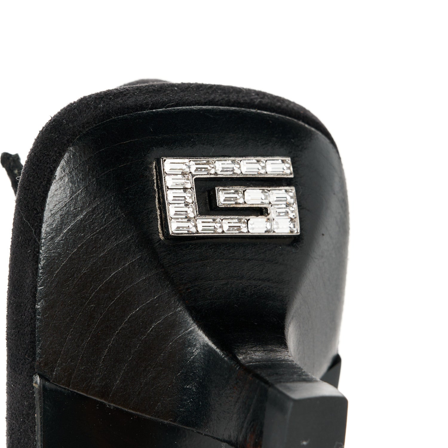 Gucci Tela Retino Kid Scamosciato Crystal GG Monogram Square G 35mm Slingback Pumps 38.5 Black 7 of 9