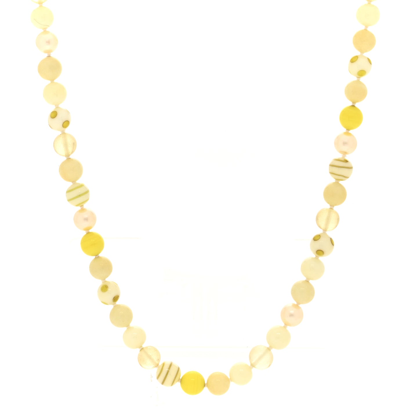 Resin Pearl Beaded CC Necklace Yellow Nacre Blanc