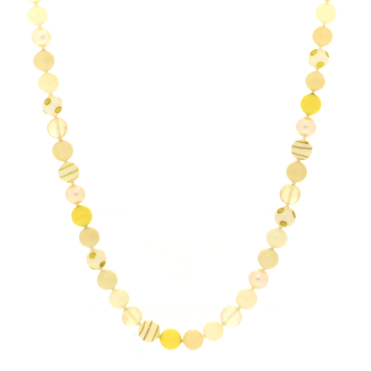 Chanel Resin Pearl Beaded CC Necklace Yellow Nacre Blanc 1 of 5