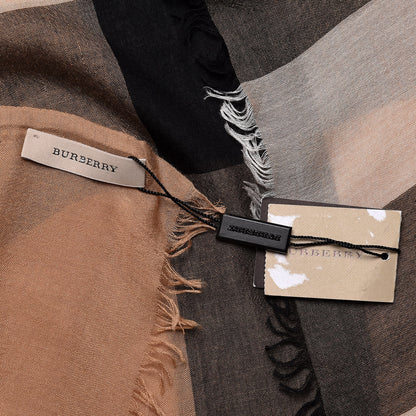 Burberry Modal Silk Cashmere Sheer Mega Check Scarf Camel 3 of 6