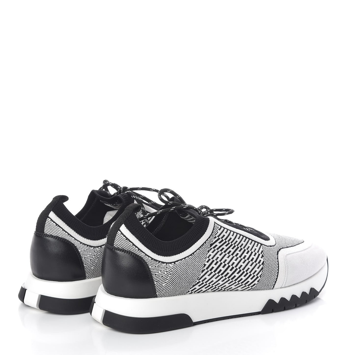 Knit Goatskin Mens Addict Sneakers 45 Black White