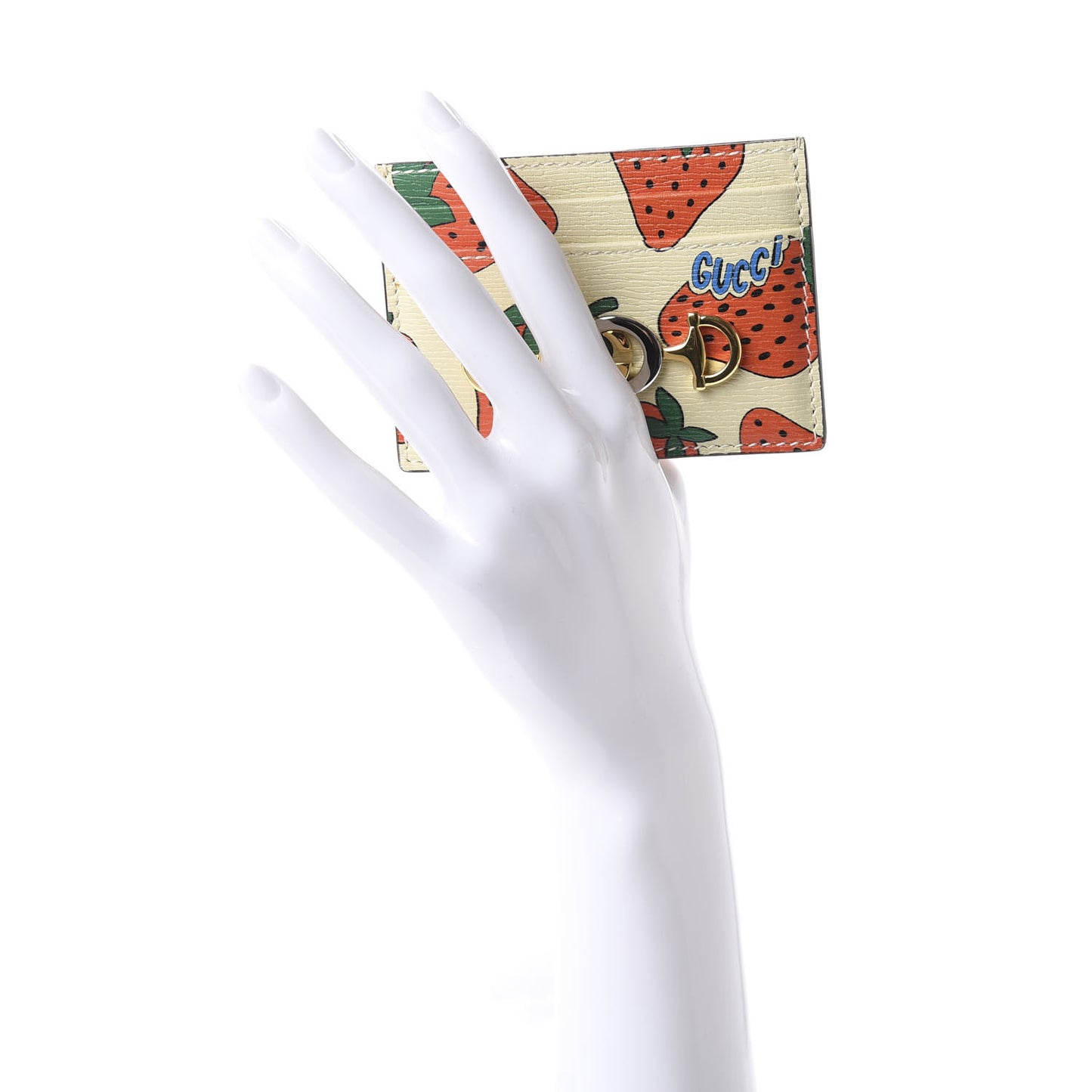 Calfskin Strawberry Print Zumi Case Case Ivory Red