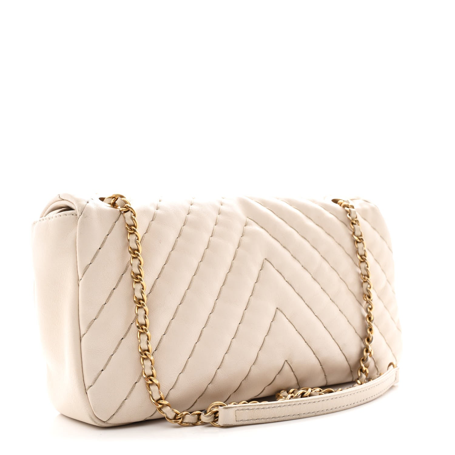 Chanel Calfskin Chevron Quilted Medium Surpique Flap Ivory 3 of 11