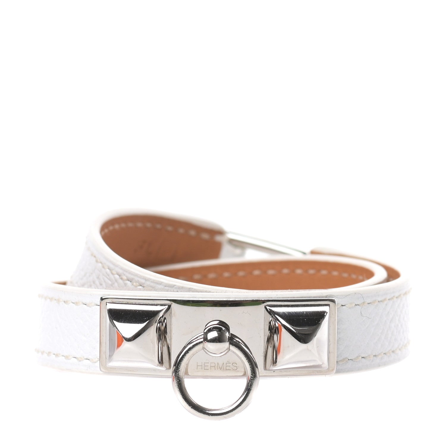 Hermes Epsom Rivale Double Tour Bracelet XS White 1 of 5