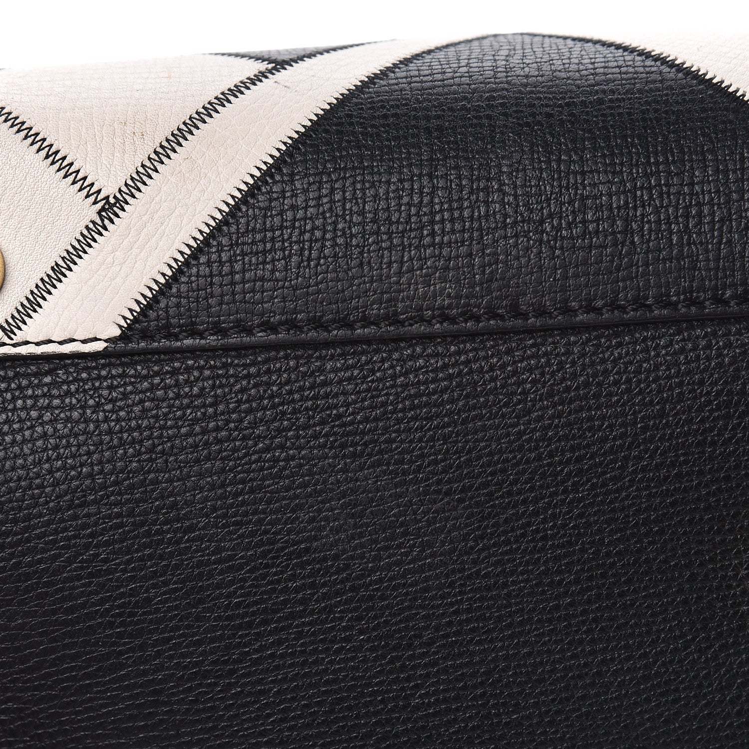 Burberry Grainy Calfskin Patchwork Medium Banner Tote Black White 12 of 22