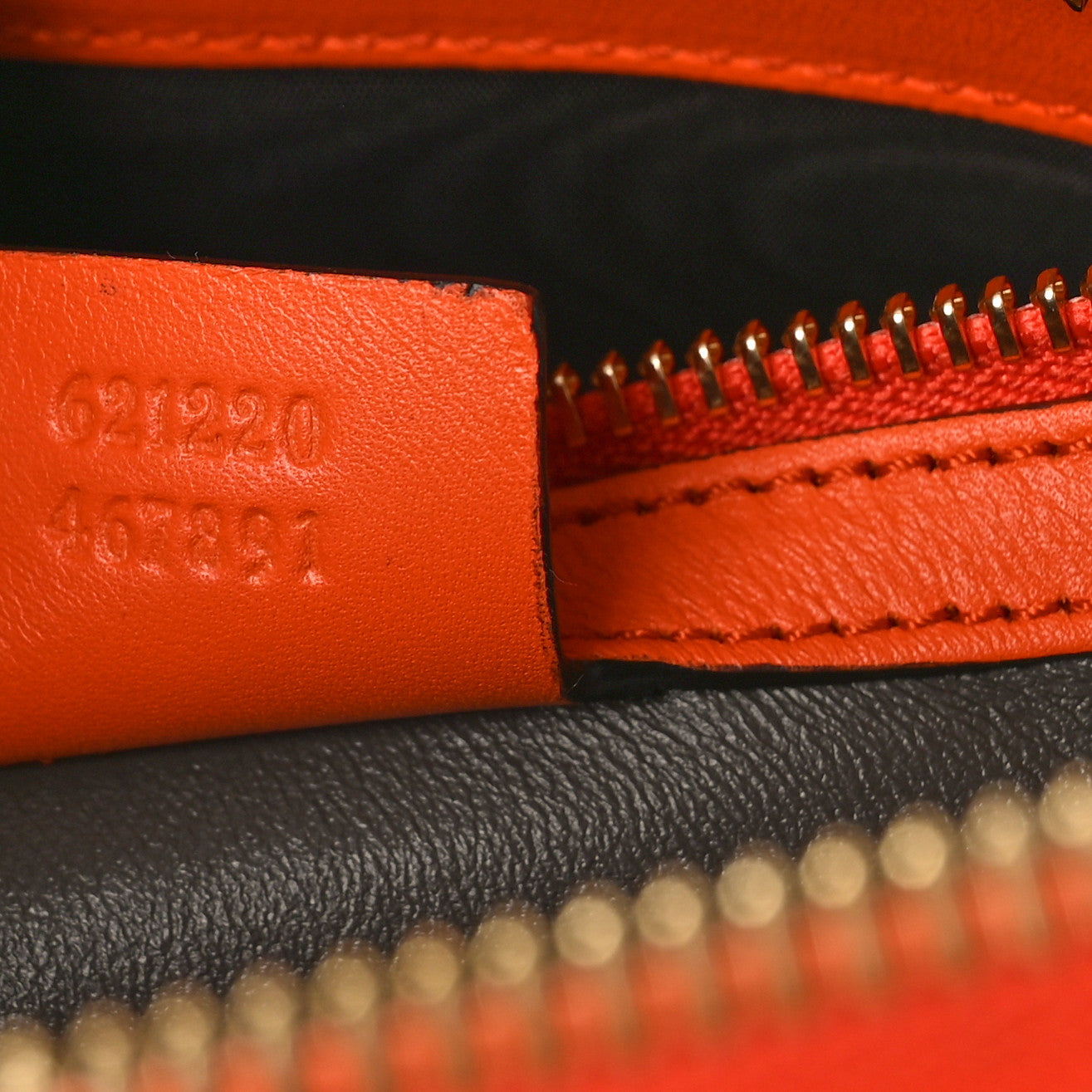 Gucci Shiny Snakeskin Small Horsebit 1955 Top Handle Bag Deep Orange 7 of 9