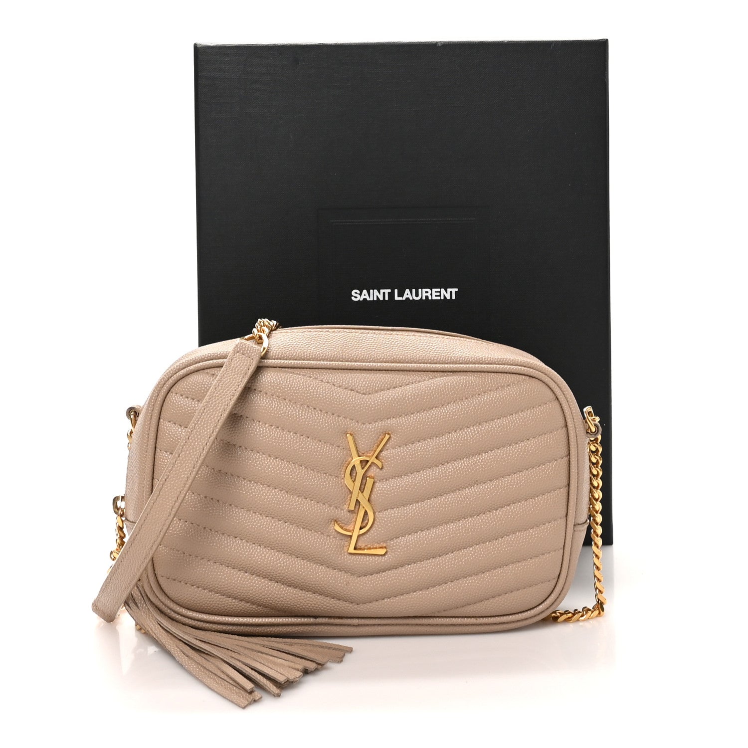 Saint Laurent Grain De Poudre Matelasse Monogram Mini Lou Camera Bag Dark Beige 11 of 11