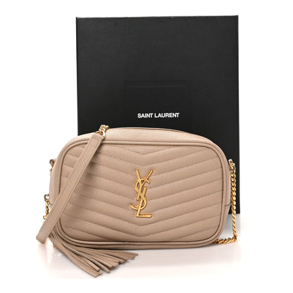 Saint Laurent Grain De Poudre Matelasse Monogram Mini Lou Camera Bag Dark Beige 11 of 11