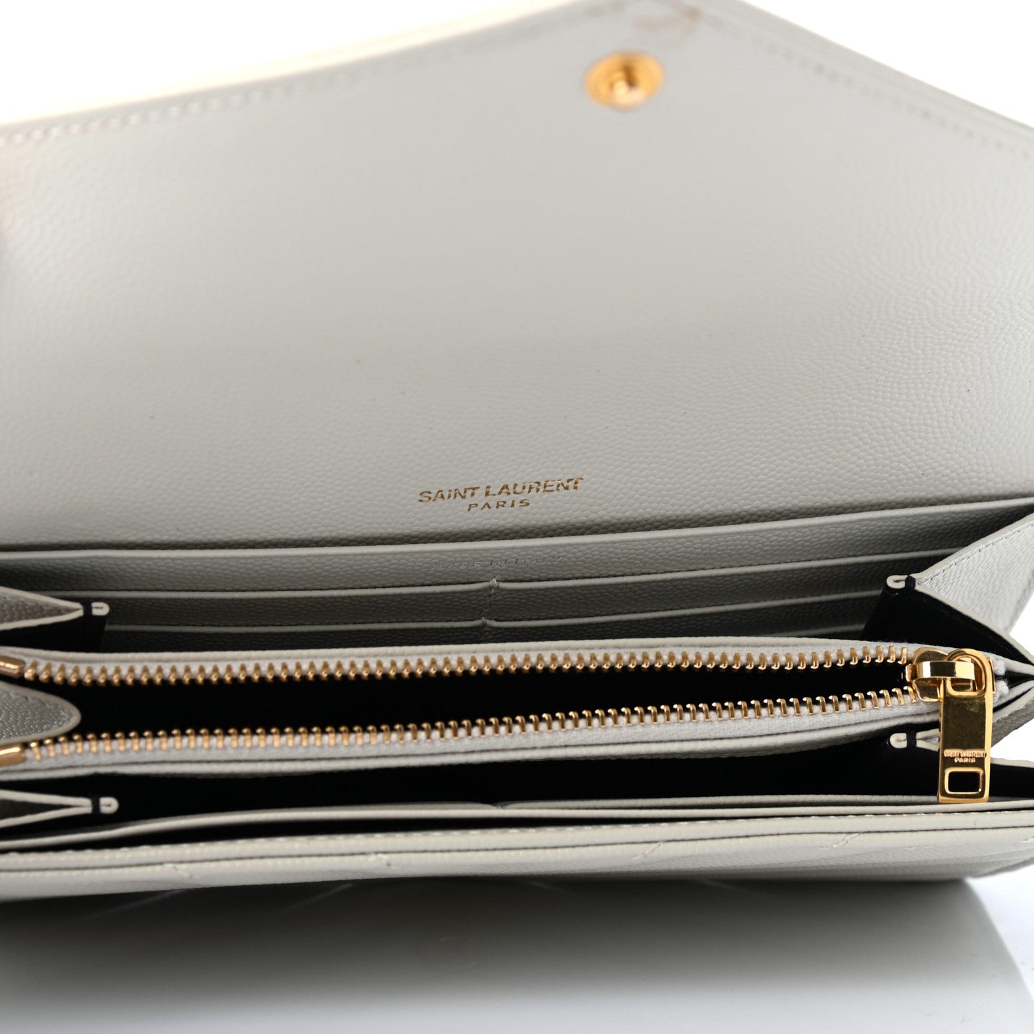 Saint Laurent Grain De Poudre Matelasse Chevron Monogram Flap Wallet Crema Soft 4 of 4