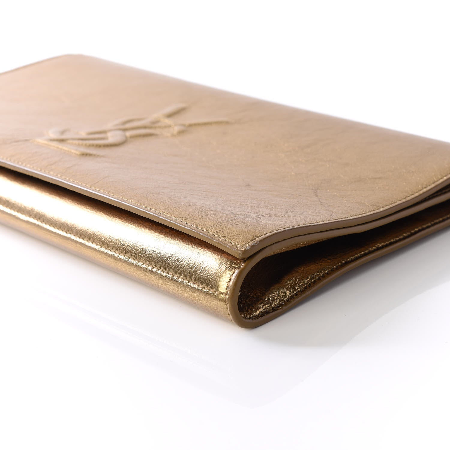 Saint Laurent Metallic Calfskin Monogram Large Belle De Jour Clutch Gold 6 of 12