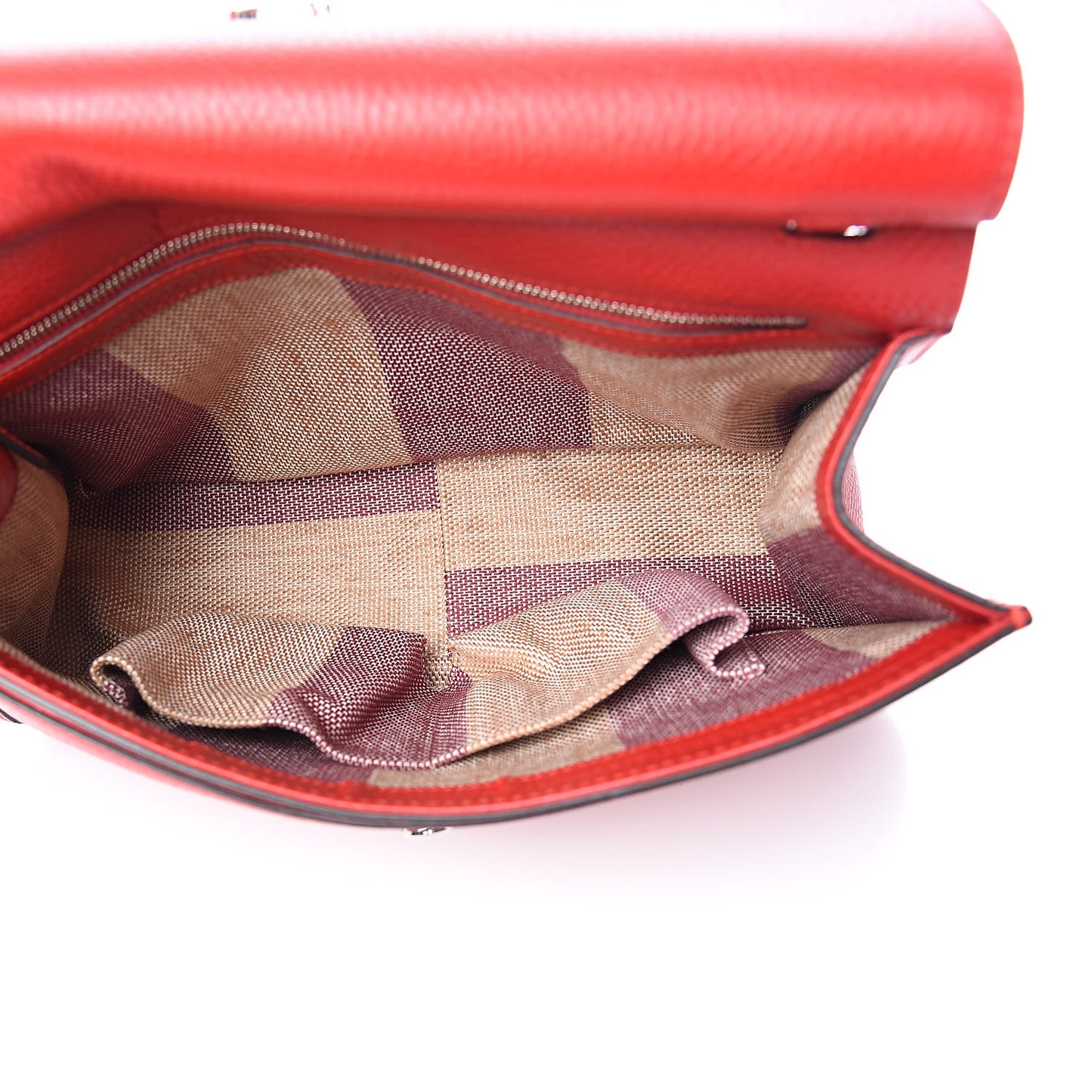 Pebbled Calfskin Medium Bamboo Daily Flap Shoulder Bag Red