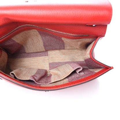Gucci Pebbled Calfskin Medium Bamboo Daily Flap Shoulder Bag Red 5 of 9