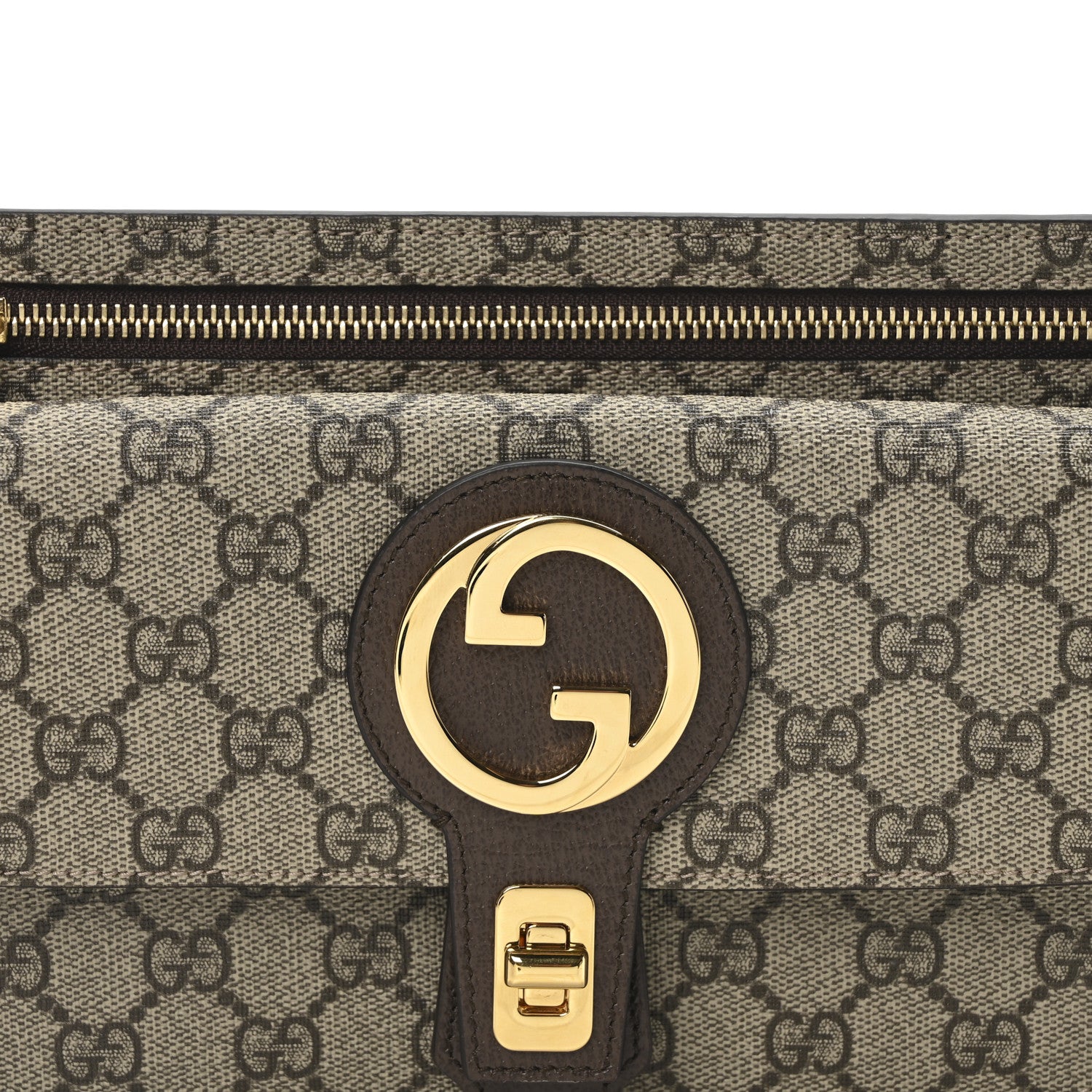 Gucci GG Supreme Monogram Textured Dollar Calfskin Blondie Belt Bag Beige Ebony New Acero 8 of 11