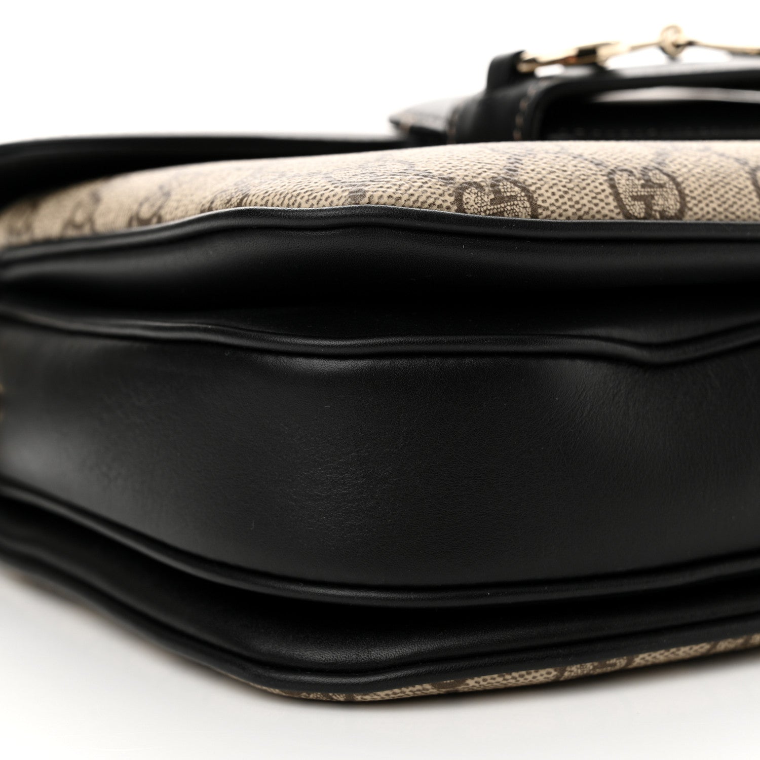 Gucci GG Supreme Monogram Horsebit 1955 Soft Small Shoulder Bag Beige Black 9 of 12
