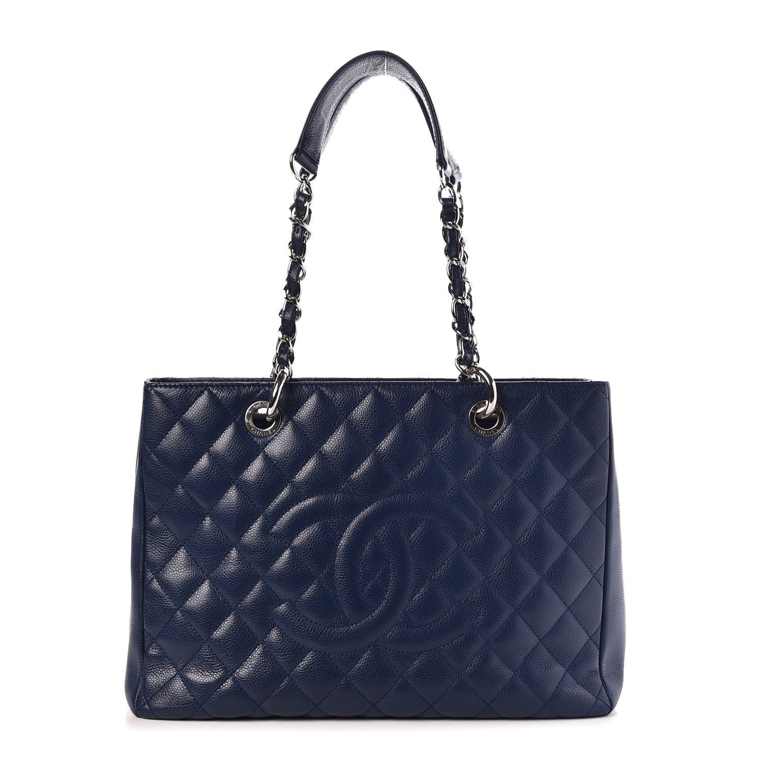 Chanel Caviar Quilted Grand Shopping Tote GST Dark Blue 1 of 8