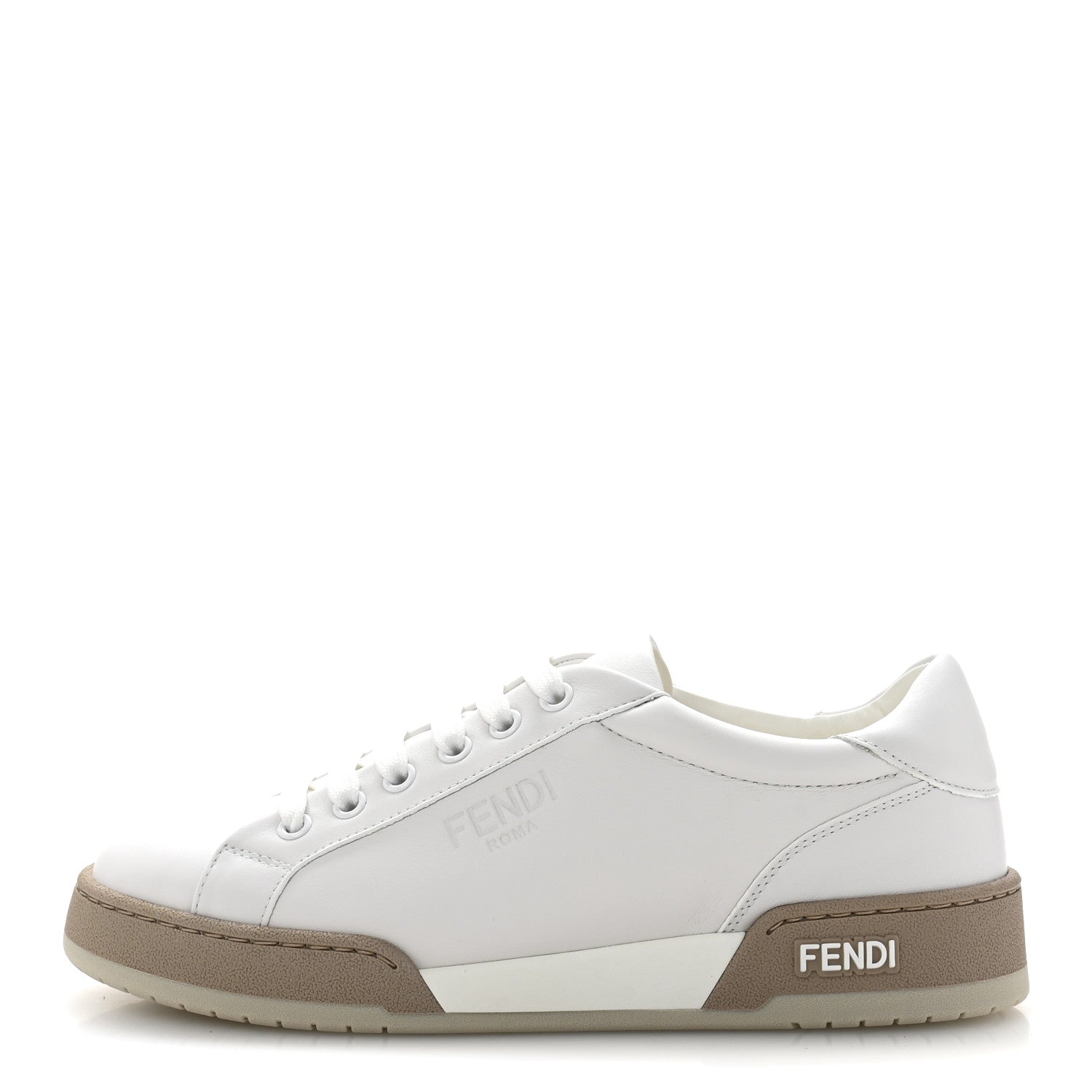 Fendi Calfskin Womens Fendi Match Low Top Sneakers 36.5 White Beige 1 of 9