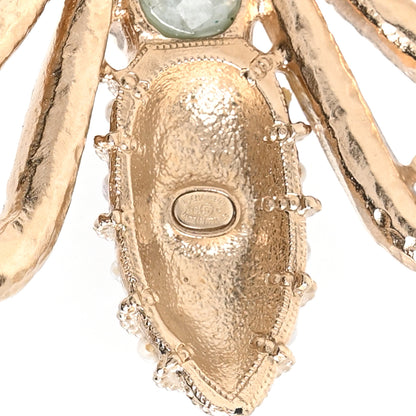 Chanel Metal Crystal Pearl Resin CC Bee Earrings Gold Turquoise 4 of 5
