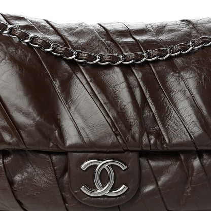 Chanel Glazed Calfskin Twisted Maxi Flap Dark Brown 10 of 11