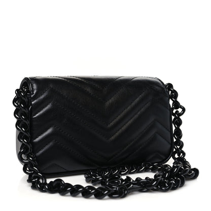 Gucci Calfskin Matelasse Monochrome GG Marmont Chain Belt Bag Black 3 of 10